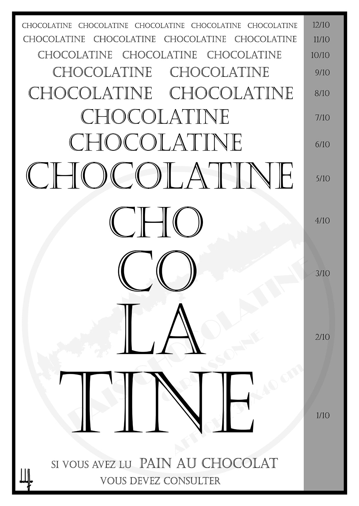 Affiche "Test de Vue Chocolatine" – L'Œil du Vrai Gourmand